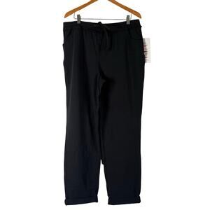 A627440 WOMEN WITH CONTROL Faux Drawstring Waist Pants Pocket Black L